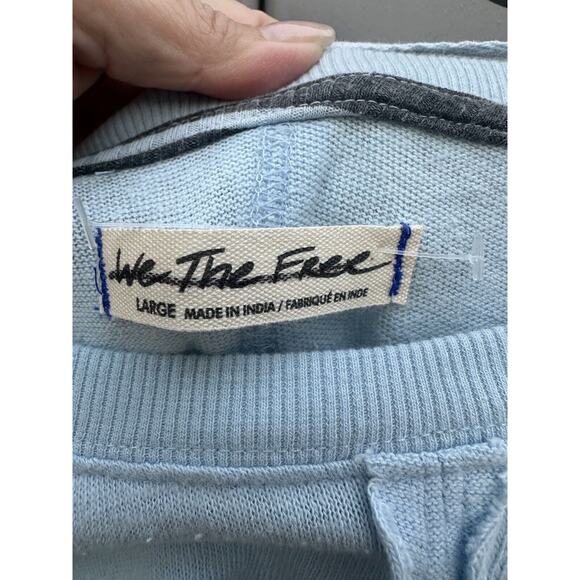 We The Free Maxwell Blue hippie Thermal Tee Long Bell Statement Sleeves Sz Large - Picture 11 of 14